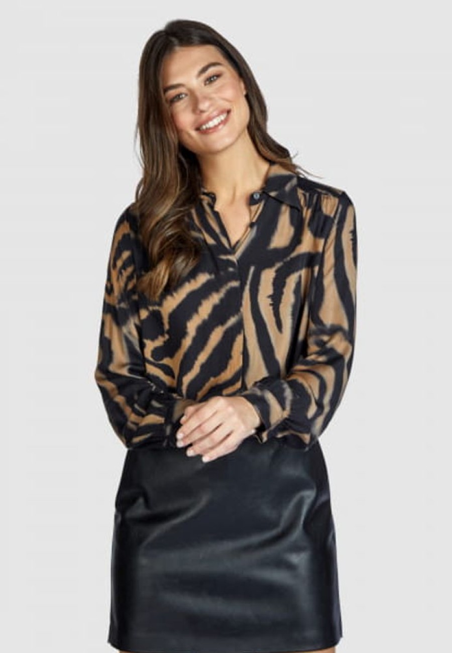 Blusen Marc Aurel | Bluse Mit Tigerprint