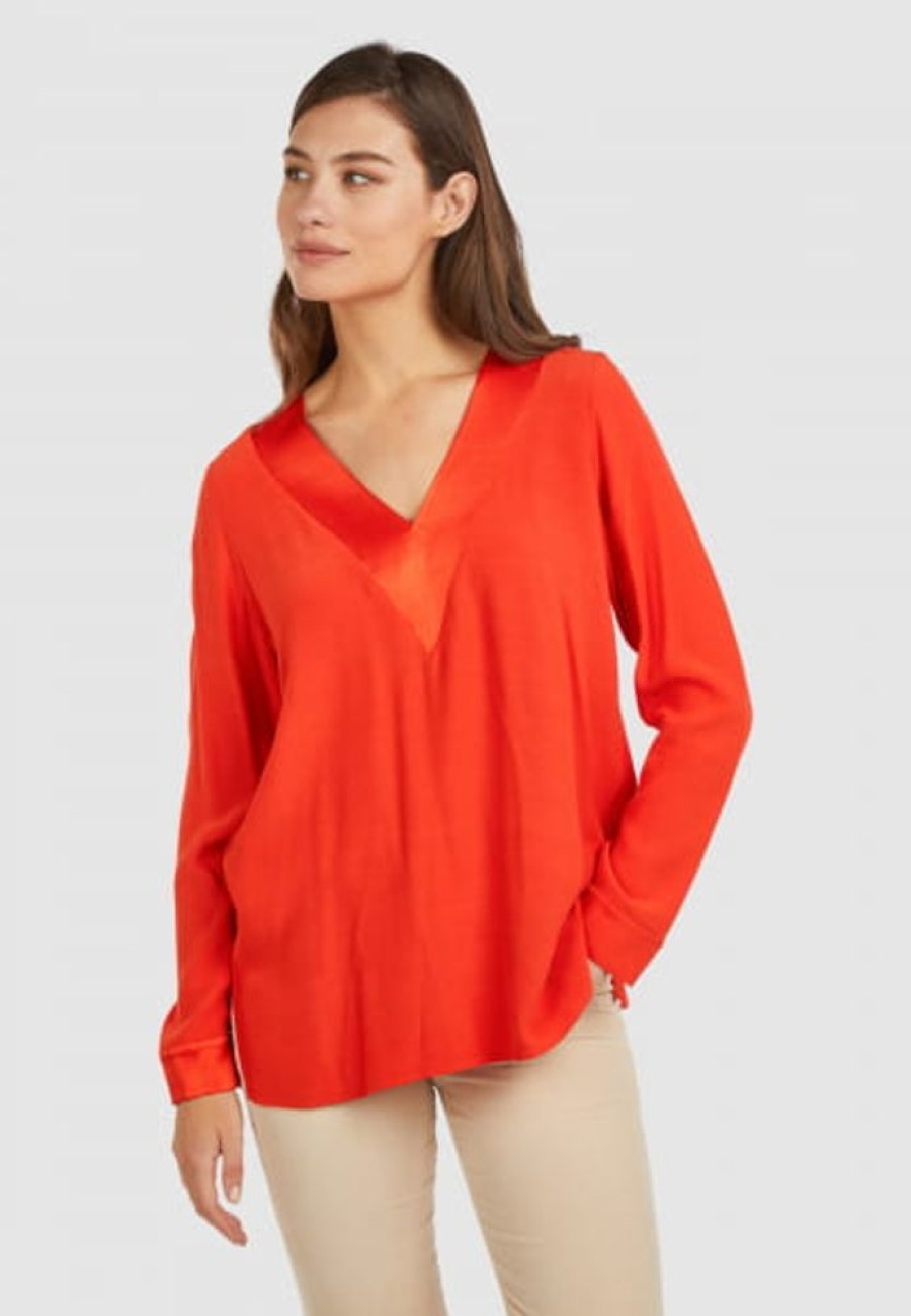 Blusen Marc Aurel | Bluse Mit Satin-Details