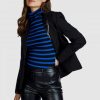 Blazer & Jacken Marc Aurel | Blazer Mit Kunstlederdetails Und Brosche