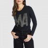 Shirts Marc Aurel | Langarmshirt Mit Strass-Monogramm