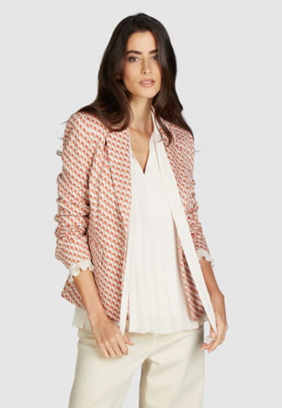 Blazer & Jacken Marc Aurel | Kurzer Jerseyblazer Aus Grafischem Jacquard