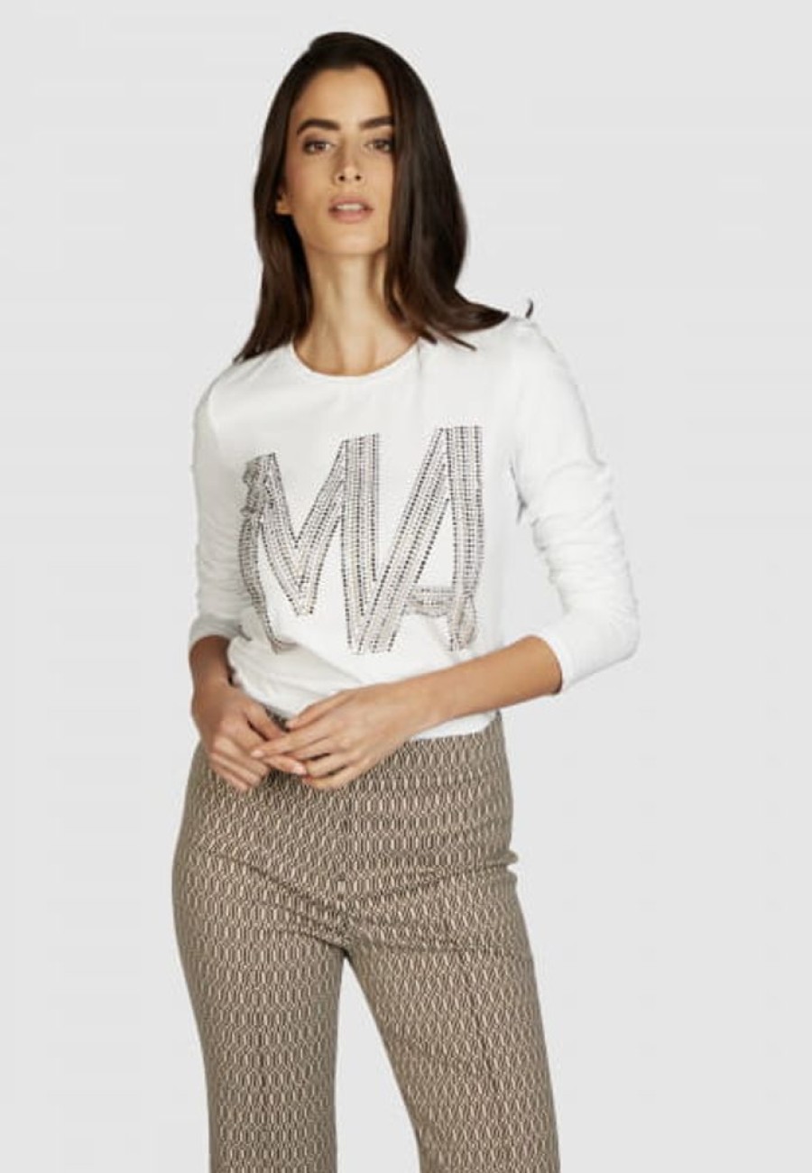 Shirts Marc Aurel | Langarmshirt Mit Strass-Monogramm