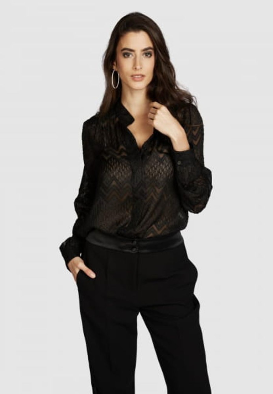 Blusen Marc Aurel | Bluse Mit Transparentem Zickzack-Muster